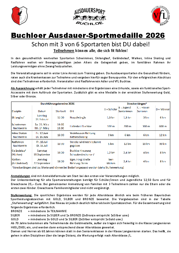 Buchloer Ausdauer-Sportmedaille 2026